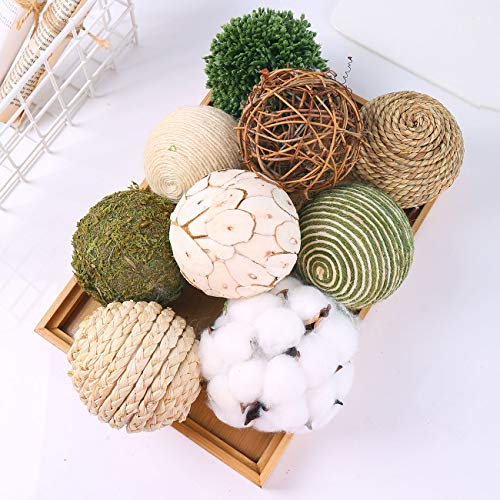 CIR OASES 9pcs 3.5Inch Fall Decorative Ball Orb Rattan Ball Rattan...
