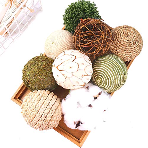 CIR OASES 9pcs 3.5Inch Fall Decorative Ball Orb Rattan Ball Rattan...