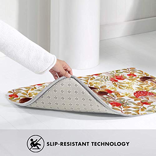 Dogrose and Mushrooms Autumn Leaves Berries Non-Slip Door Mats Hom...