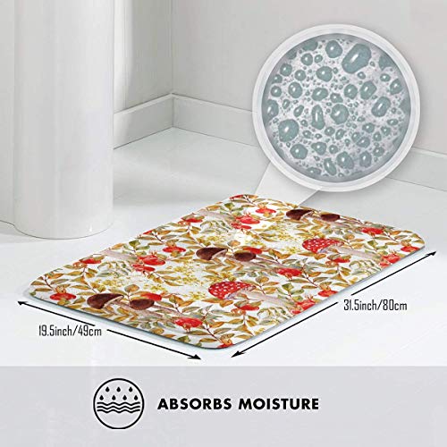 Dogrose and Mushrooms Autumn Leaves Berries Non-Slip Door Mats Hom...