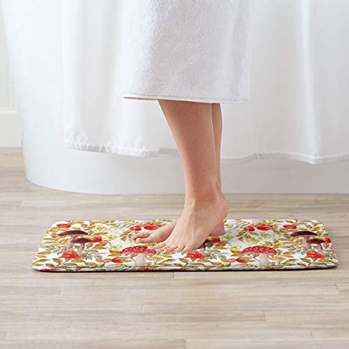 Dogrose and Mushrooms Autumn Leaves Berries Non-Slip Door Mats Hom...