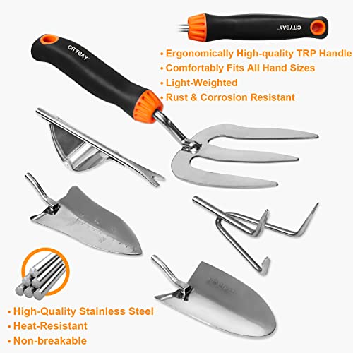 Citybay Garden Tools Set, 10 Pcs Stainless Steel Heavy Duty Garden...