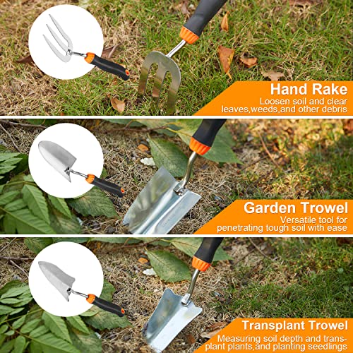 Citybay Garden Tools Set, 10 Pcs Stainless Steel Heavy Duty Garden...