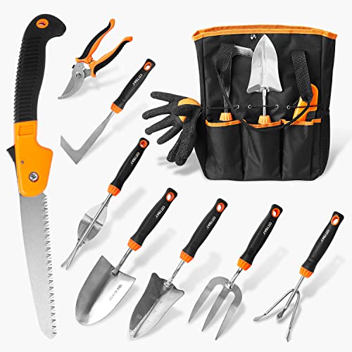 Citybay Garden Tools Set, 10 Pcs Stainless Steel Heavy Duty Garden...