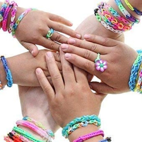 Rainbow Rubber Bands Refill Kit, DIY Loom Bands Craft with Storage...