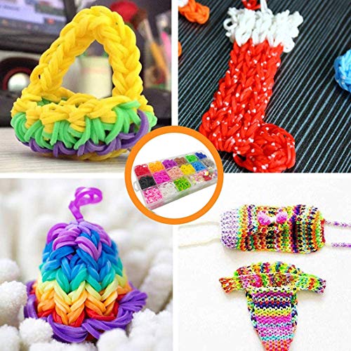 Rainbow Rubber Bands Refill Kit, DIY Loom Bands Craft with Storage...