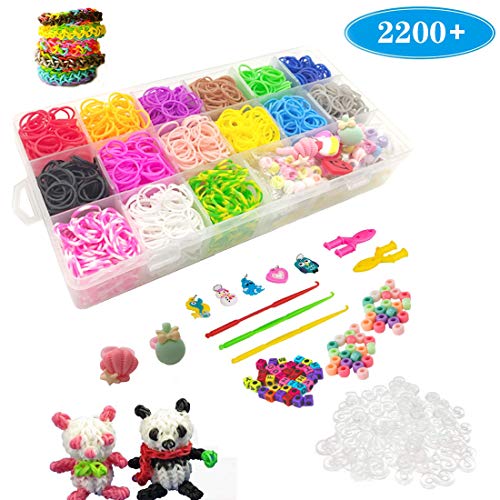 Rainbow Rubber Bands Refill Kit, DIY Loom Bands Craft with Storage...
