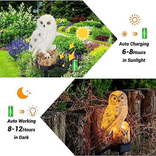 CIWIC Solar Garden Outdoor Statues Led Light, Resin Garden Waterpr...