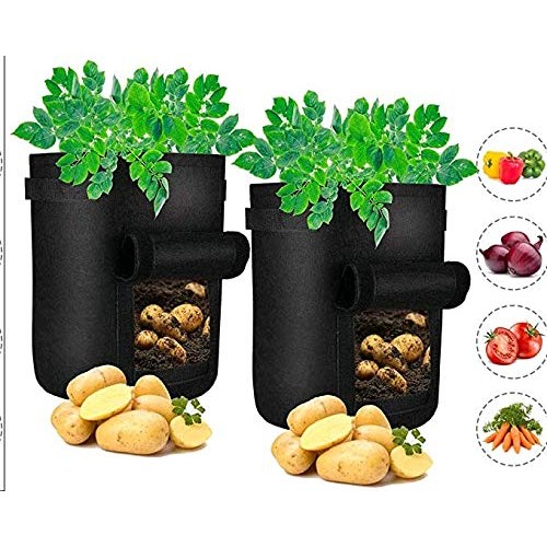 CJH 3 Pcs 7 Gallon Potato Grow Bags,Planter Pot with Handles and V...