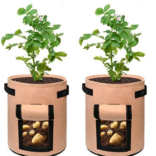 CJH 3 Pcs 7 Gallon Potato Grow Bags,Planter Pot with Handles and V...
