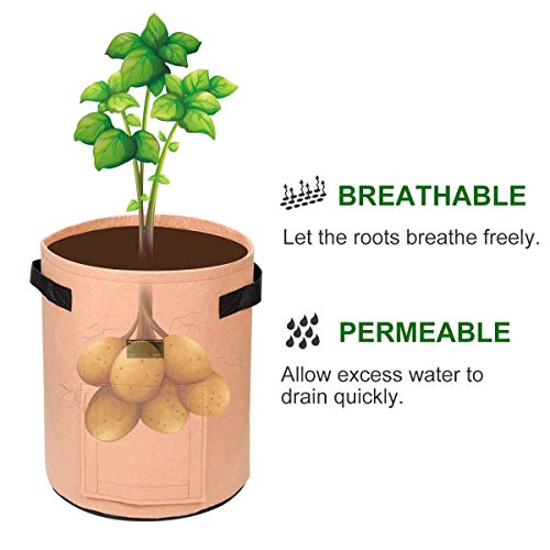 CJH 3 Pcs 7 Gallon Potato Grow Bags,Planter Pot with Handles and V...