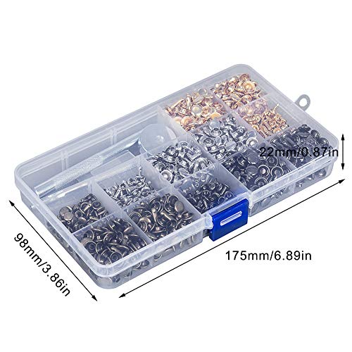 CJRSLRB 480 Sets Leather Rivets with 4 Fixing Set Tools, 3 Sizes 4...
