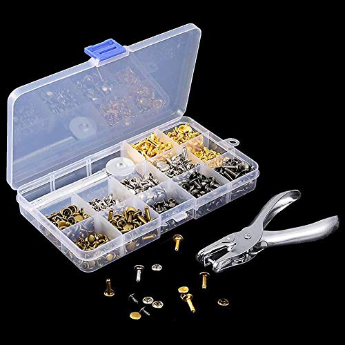 CJRSLRB 480 Sets Leather Rivets with 4 Fixing Set Tools, 3 Sizes 4...