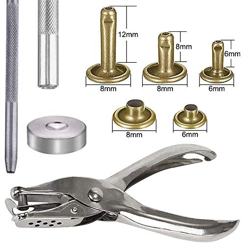 CJRSLRB 480 Sets Leather Rivets with 4 Fixing Set Tools, 3 Sizes 4...