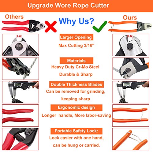 UpgradedCKE 8 inch Steel Cable Wire Cutters Heavy Duty Wire Rope...