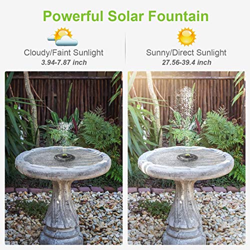 Claoner Solar Fountain, 3W Solar Powered Fountain Pump with 9 Nozz...