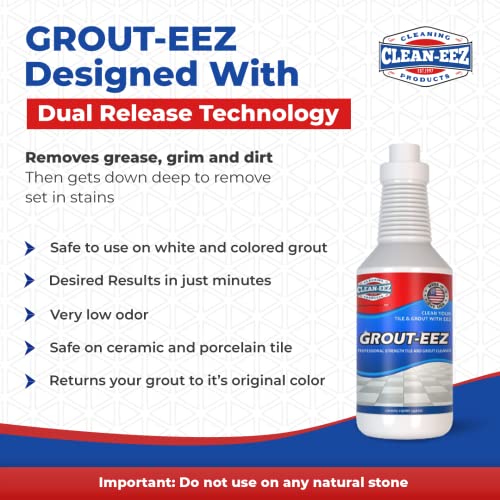 Clean-eez Grout Cleaner for Tile Floors with Free Stand-Up Grout B...