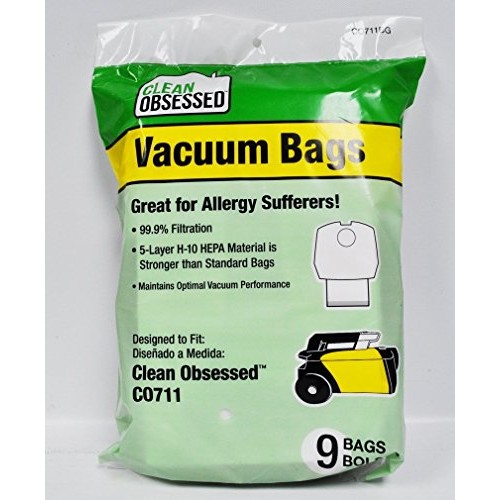 Clean Obsessed CO711 Commercial Canister HEPA Bags 9 pack,White