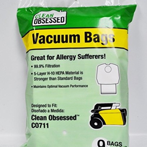 Clean Obsessed CO711 Commercial Canister HEPA Bags 9 pack,White
