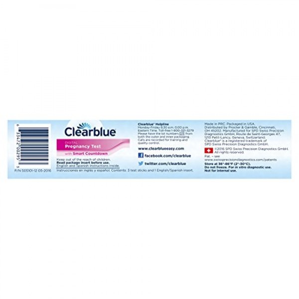 Clearblue Digital Pregnancy Test with Smart Countdown, 3 Pregnancy...