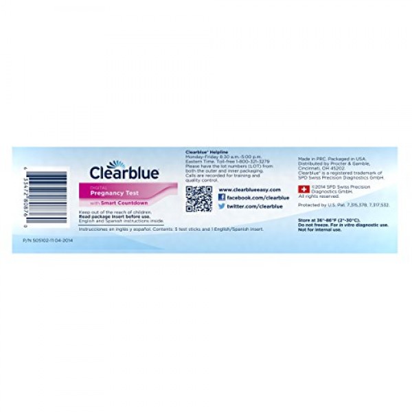 Clearblue Digital Pregnancy Test with Smart Countdown, 5 Pregnancy...