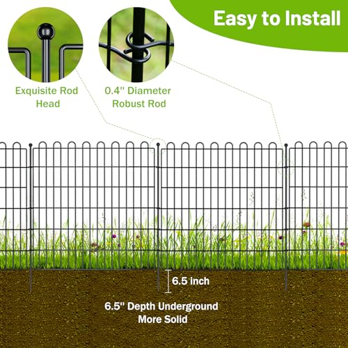 5 Panels No Dig Decorative Outdoor Garden Fence for Yard, 32 inH...