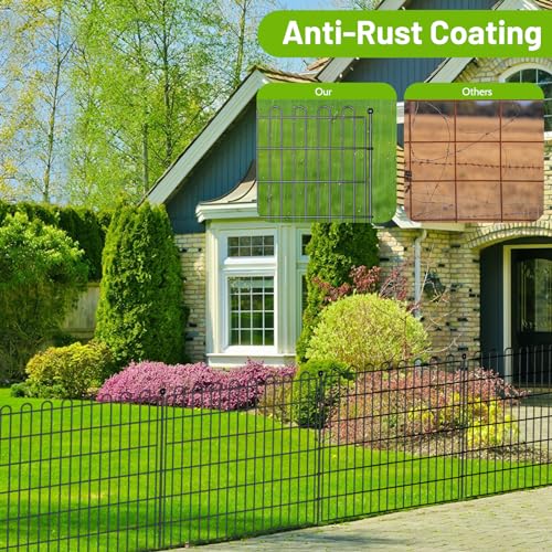 5 Panels No Dig Decorative Outdoor Garden Fence for Yard, 32 inH...