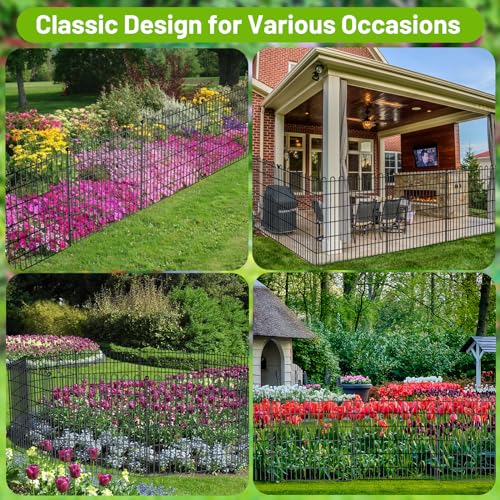 5 Panels No Dig Decorative Outdoor Garden Fence for Yard, 32 inH...