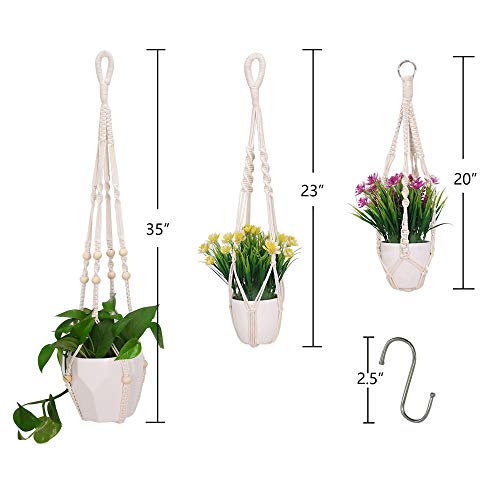 Clelo 3 Packs Macrame Plant Hangers with 3 Hooks Handmade Hanging ...