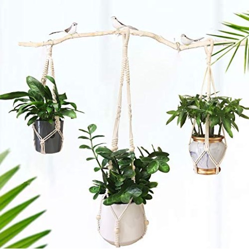 Clelo 3 Packs Macrame Plant Hangers with 3 Hooks Handmade Hanging ...