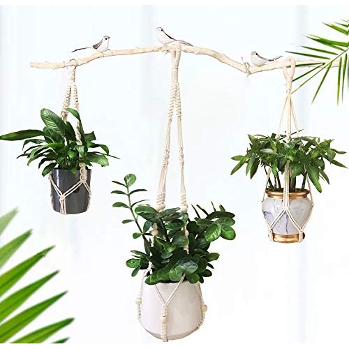 Clelo 3 Packs Macrame Plant Hangers with 3 Hooks Handmade Hanging ...