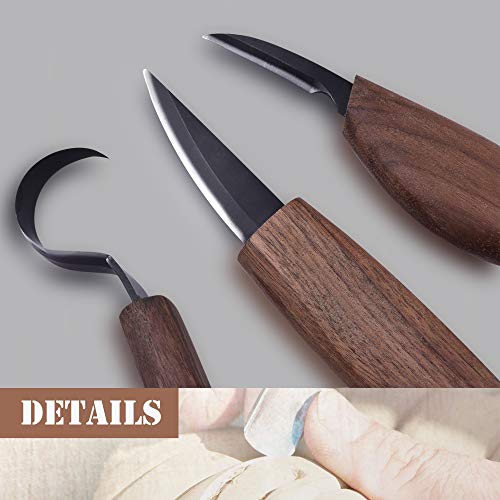 Wood Carving Knife Kit 12pcs Set for Spoon Carving, 3 Knives with ...