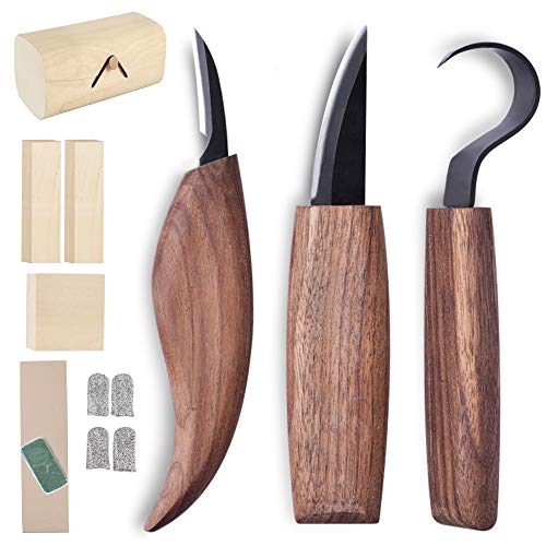 Wood Carving Knife Kit 12pcs Set for Spoon Carving, 3 Knives with ...
