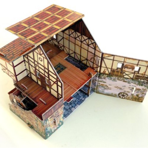 Clever Paper Watermill with Figures