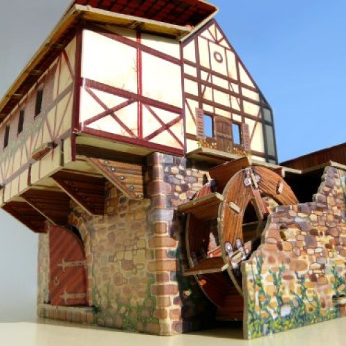 Clever Paper Watermill with Figures