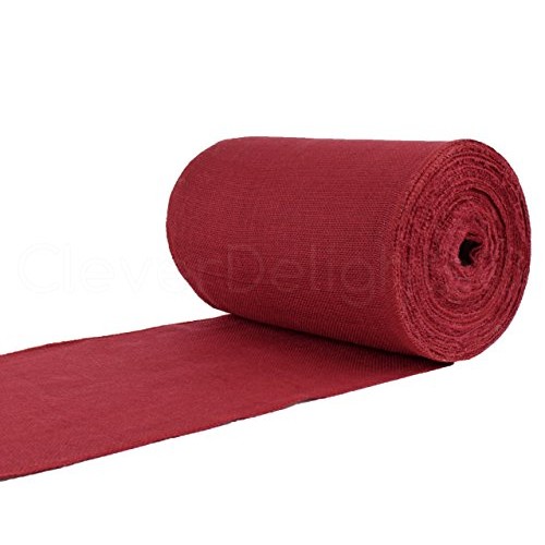 CleverDelights 12 Premium Red Burlap Roll - 50 Yards - No-Fray Fi...
