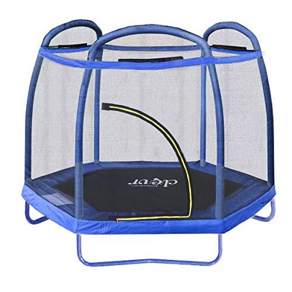Clevr 7ft Kids Trampoline with Safety Enclosure Net & Spring Pad, ...