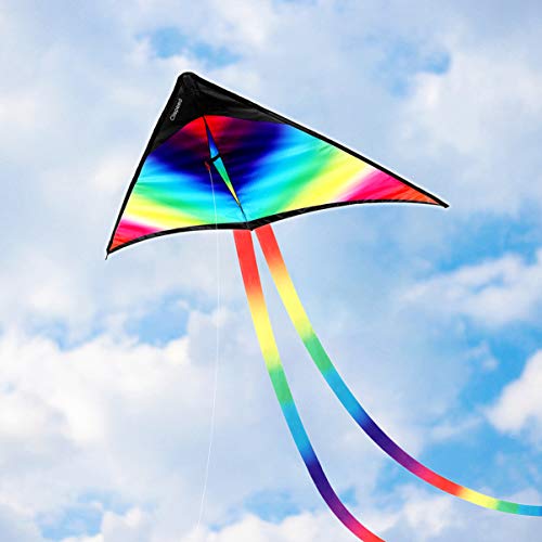 CLISPEED Rainbow Kite Easy to Fly Delta Kites for Kids Beach Park ...