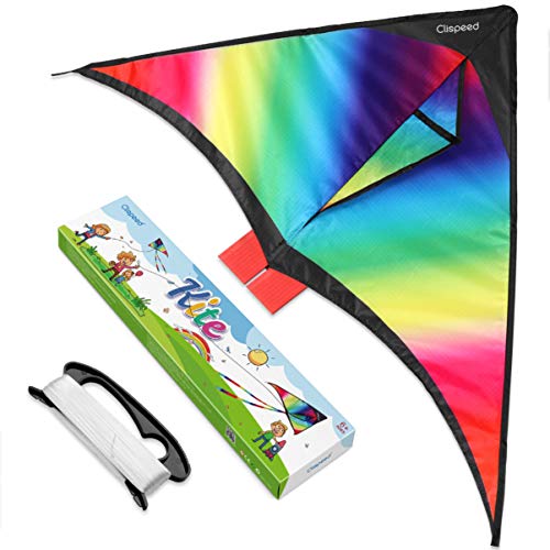 CLISPEED Rainbow Kite Easy to Fly Delta Kites for Kids Beach Park ...