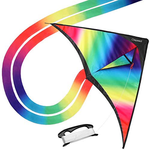 CLISPEED Rainbow Kite Easy to Fly Delta Kites for Kids Beach Park ...