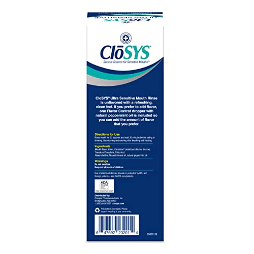 CloSYS Ultra Sensitive Mouthwash, 32 Ounce, Unflavored Optional F...