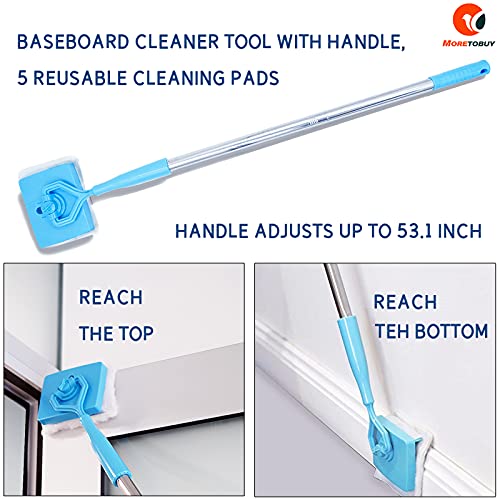 Baseboard Cleaner Tool with Handle 5 Reusable Cleaning Pads by No-...