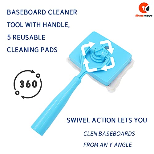 Baseboard Cleaner Tool with Handle 5 Reusable Cleaning Pads by No-...