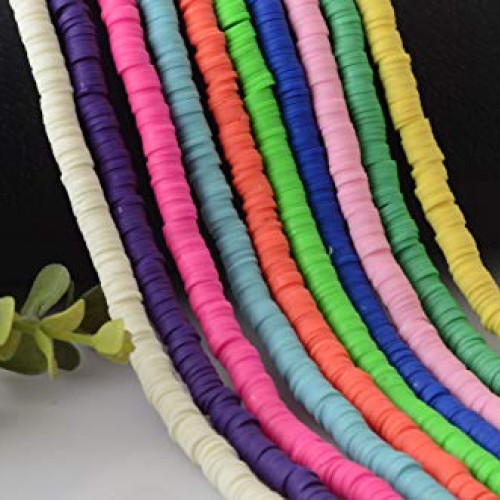 Clay Beads 10strands 6mm Vinyl Heishi Chip Disk Flat Round Loose H...
