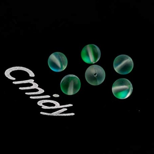 Matte Aurora Crystal Glass Beads Green 100pcs 8mm Flash Glitter Sh...