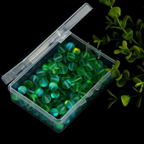 Matte Aurora Crystal Glass Beads Green 100pcs 8mm Flash Glitter Sh...