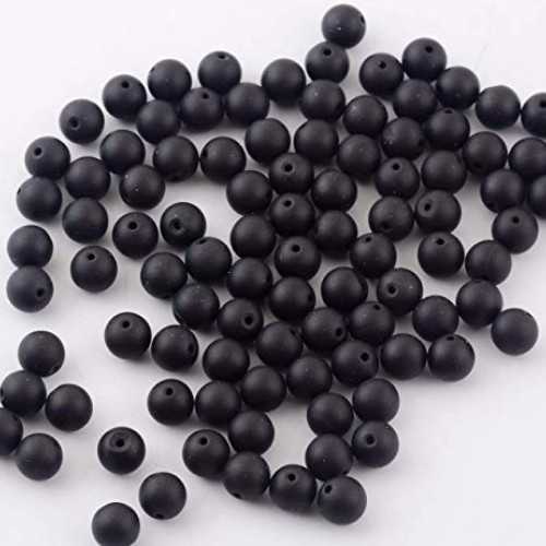 Natural Stone Beads 100pcs 10mm Matte Black Onyx Agate Dull Polish...