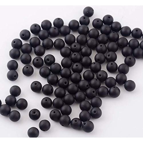 Natural Stone Beads 100pcs 10mm Matte Black Onyx Agate Dull Polish...