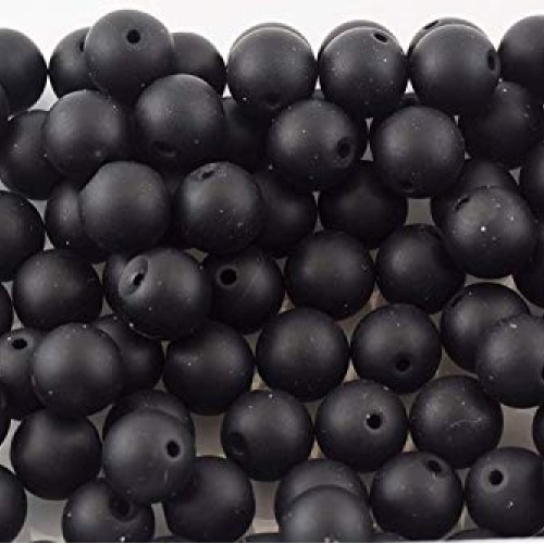 Natural Stone Beads 100pcs 10mm Matte Black Onyx Agate Dull Polish...