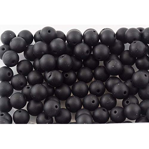 Natural Stone Beads 100pcs 10mm Matte Black Onyx Agate Dull Polish...
